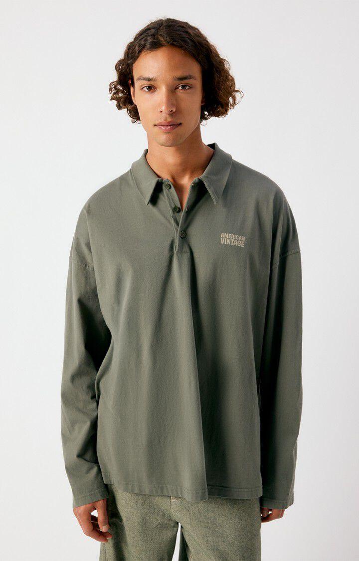 American Vintage Pin Gixy Oversize Langarm Poloshirt Herren grün